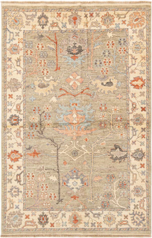 Detail image of 3' 10 x 5' 10 Hand Knotted Oushak Rug