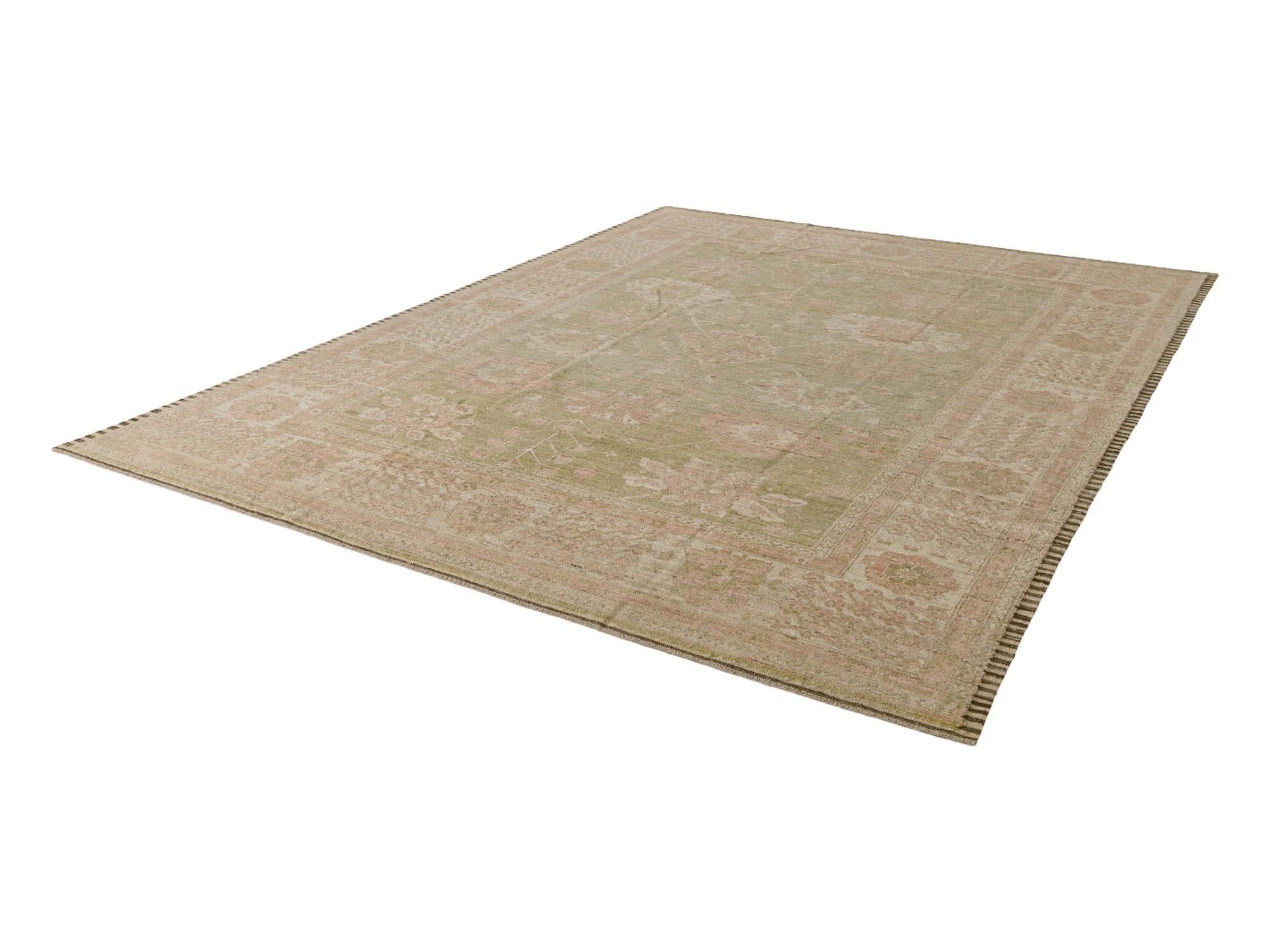 10' 4 x 14' Hand Knotted Oushak Wool Rug