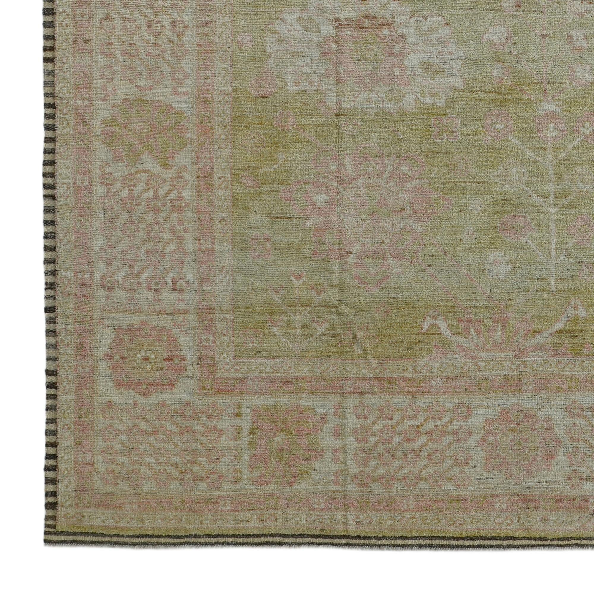 10' 4 x 14' Hand Knotted Oushak Wool Rug