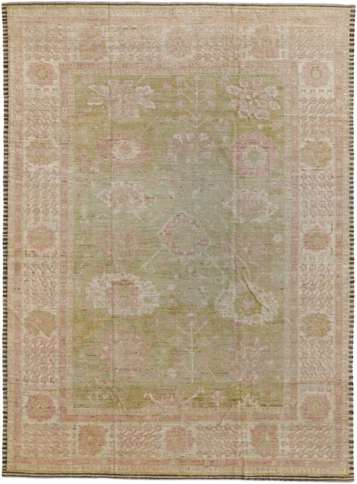 10' 4 x 14' Hand Knotted Oushak Wool Rug