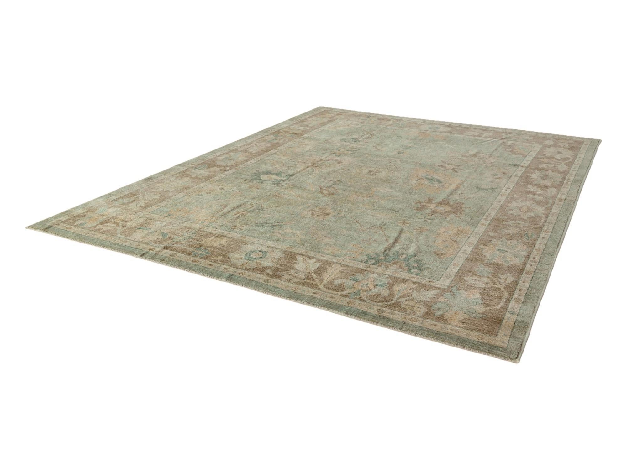 9' 2 x 11' 9 Hand Knotted Oushak Wool Rug