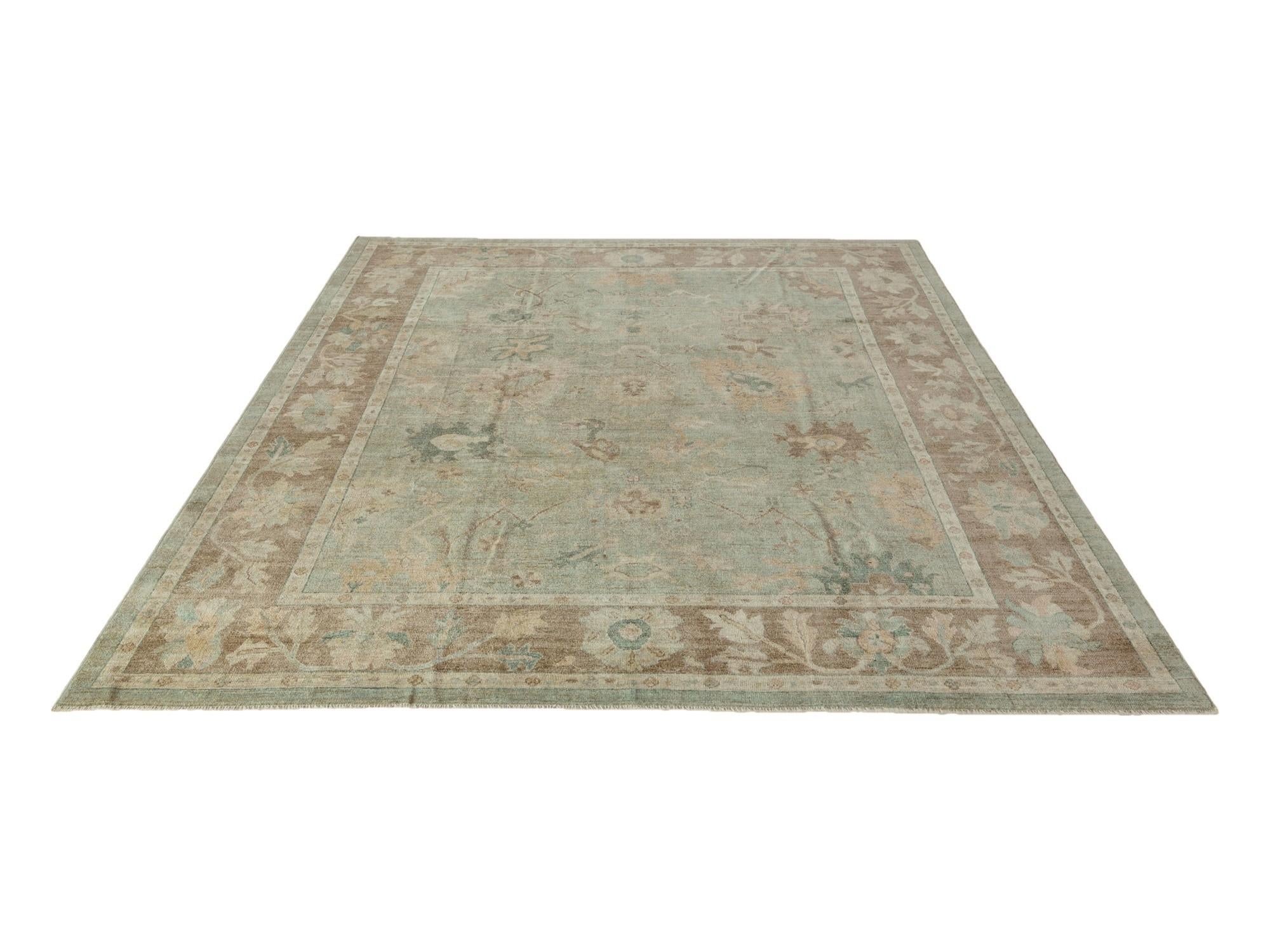9' 2 x 11' 9 Hand Knotted Oushak Wool Rug