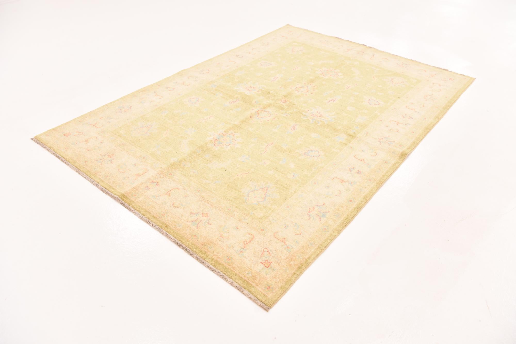 5' 9 x 8' Hand Knotted Peshawar Ziegler Rug