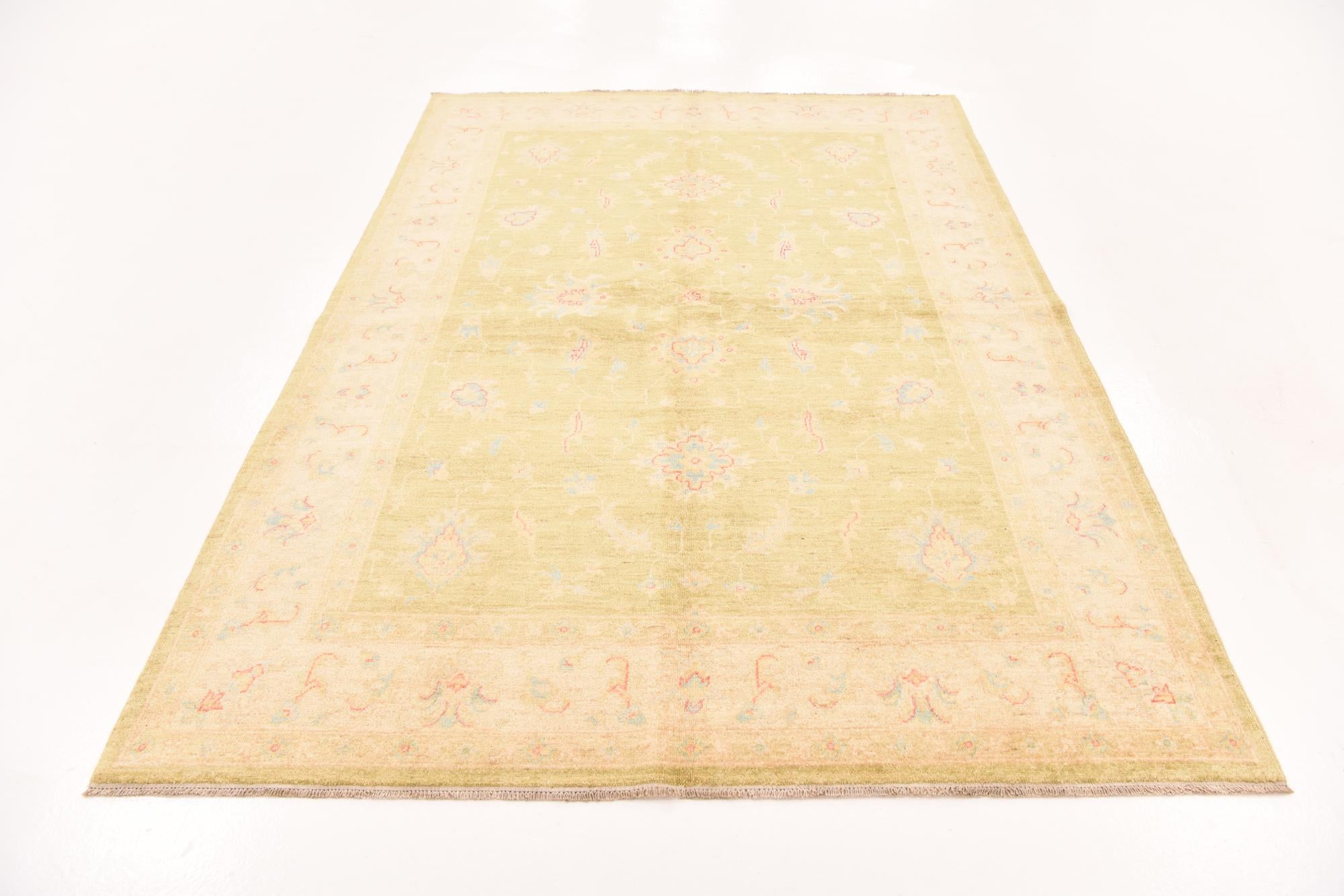 5' 9 x 8' Hand Knotted Peshawar Ziegler Rug