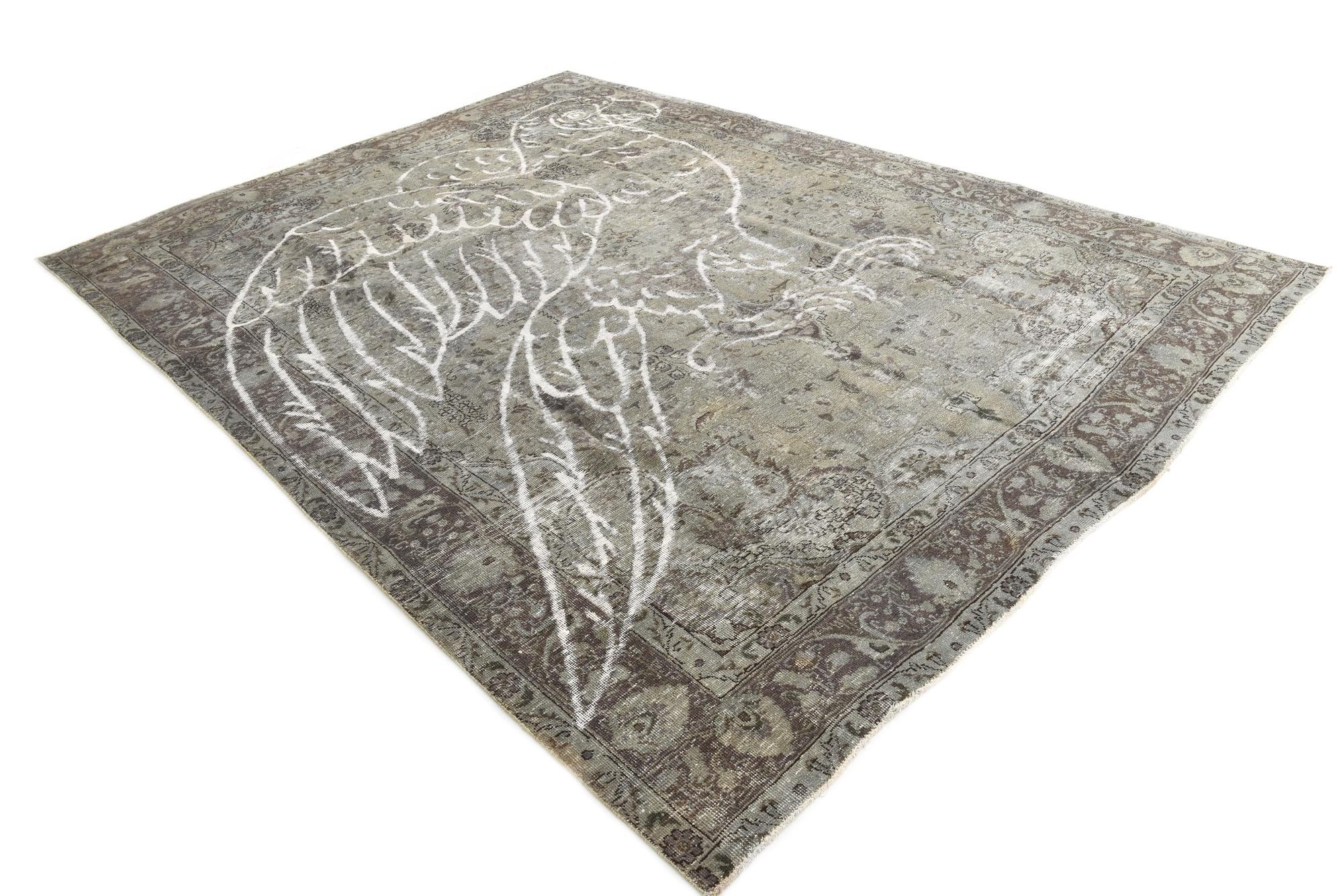 8' 1 x 11' Hand Knotted Ultra Vintage Persian Wool Rug