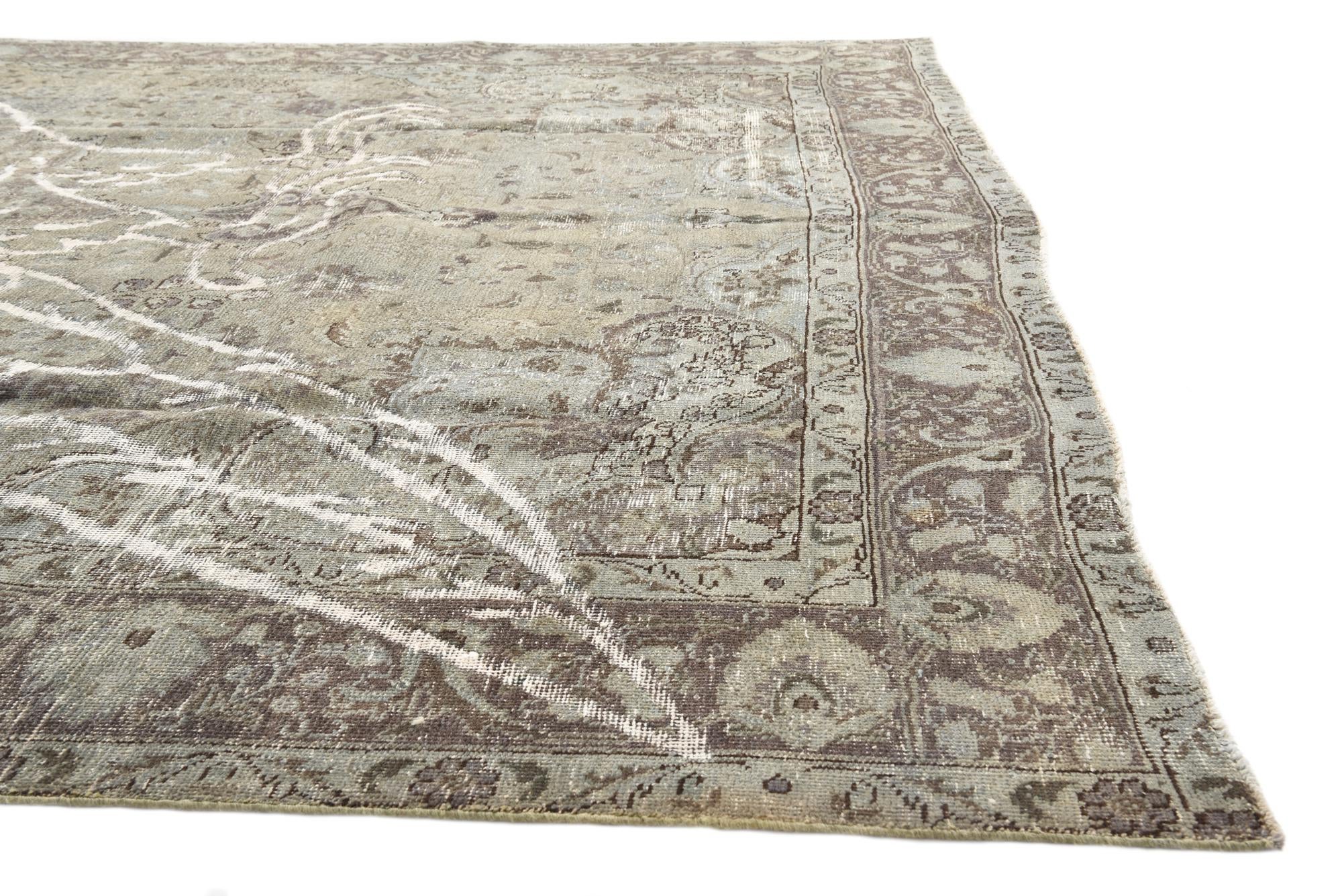 8' 1 x 11' Hand Knotted Ultra Vintage Persian Wool Rug