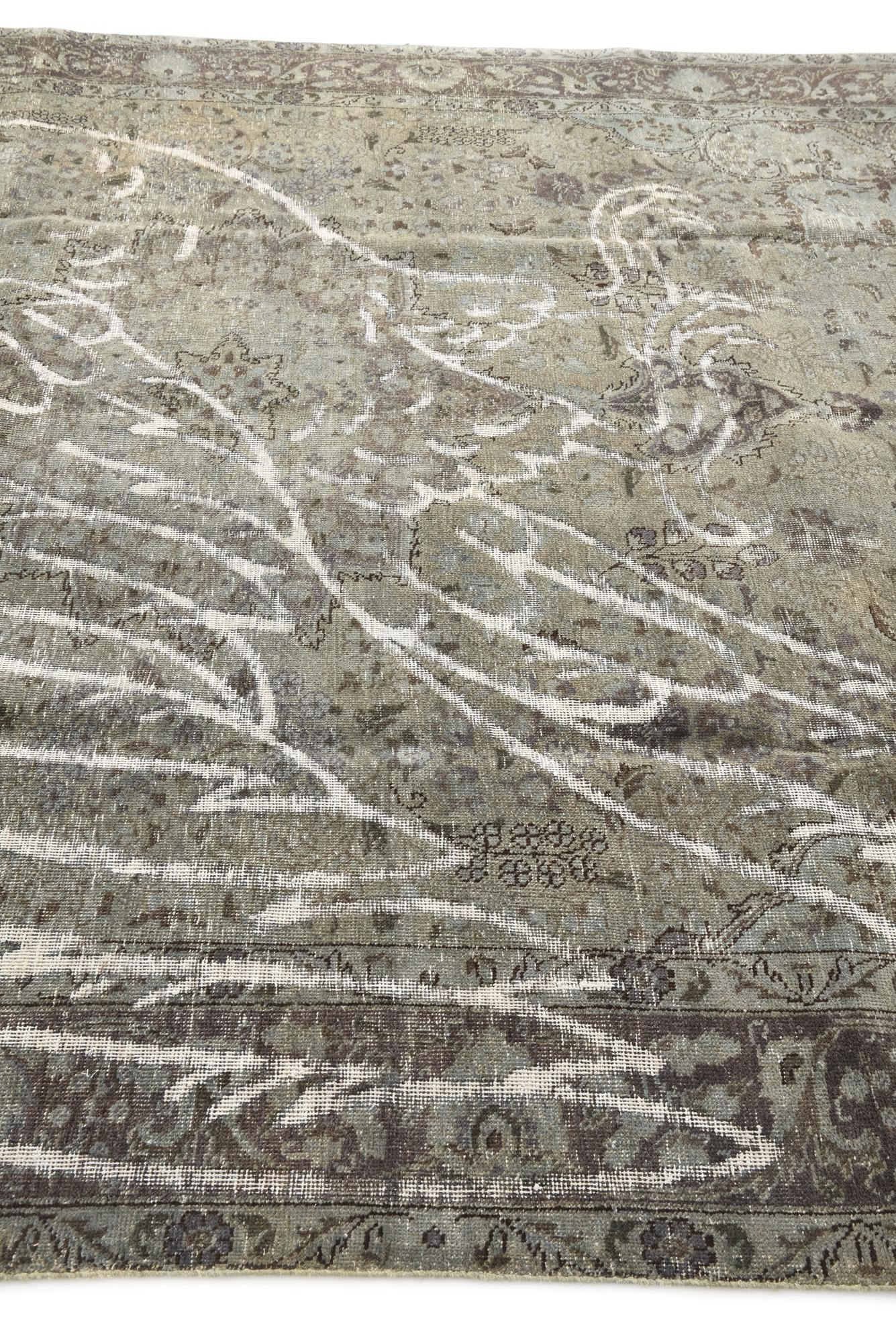 8' 1 x 11' Hand Knotted Ultra Vintage Persian Wool Rug