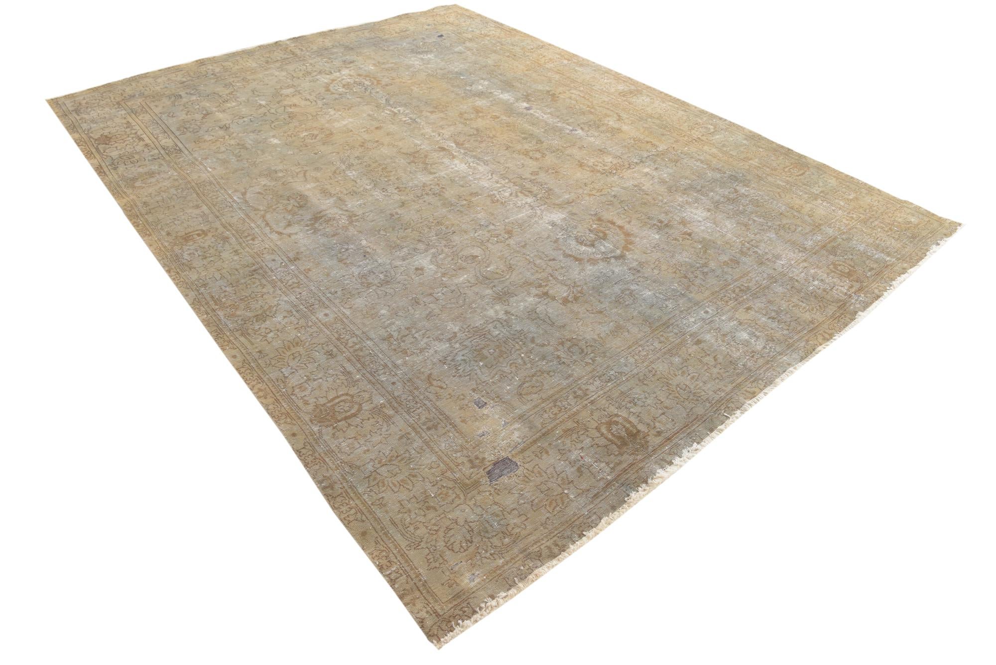 9' 3 x 12' 7 Hand Knotted Ultra Vintage Persian Wool Rug