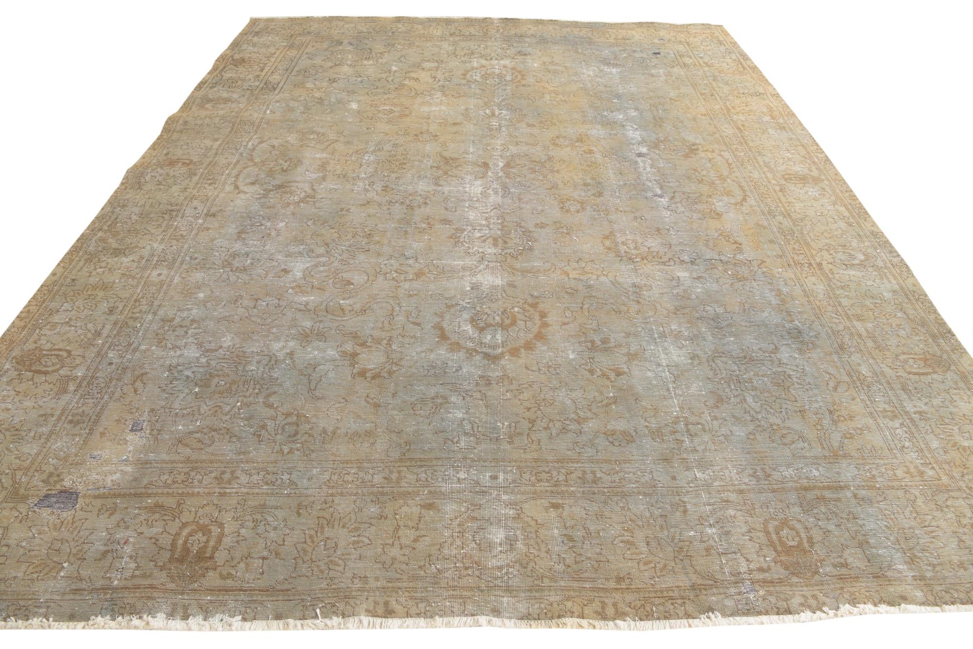 9' 3 x 12' 7 Hand Knotted Ultra Vintage Persian Wool Rug