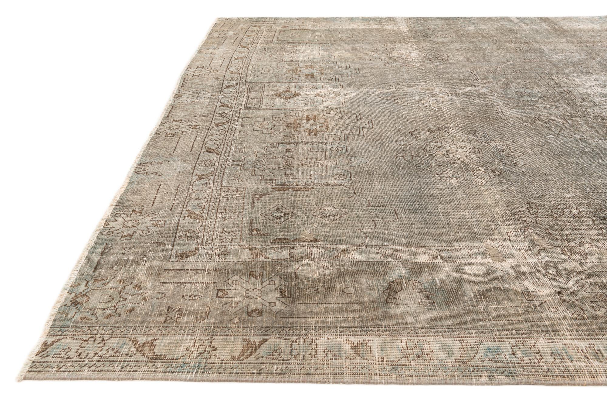 275cm x 375cm Hand Knotted Ultra Vintage Persian Wool Rug