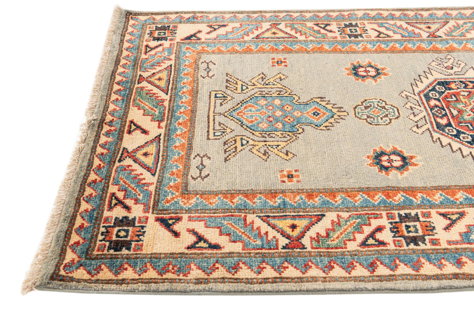 80cm x 290cm anudado a mano Kazak Alfombra Pasillera