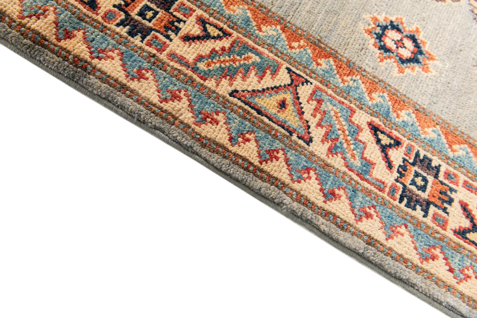 80cm x 290cm anudado a mano Kazak Alfombra Pasillera