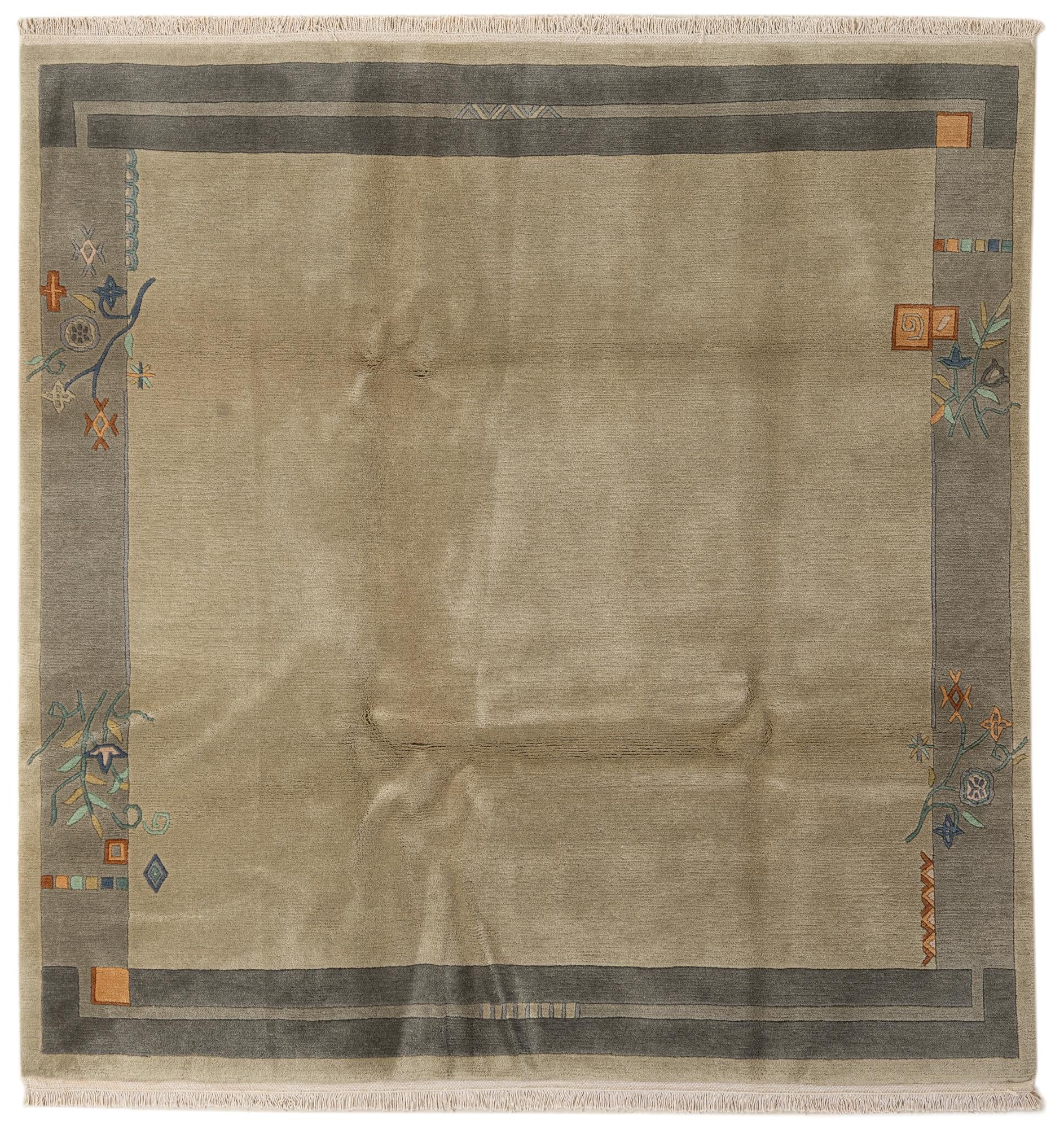 6' 8 x 6' 11 Hand Knotted Nepal Wool Square Rug