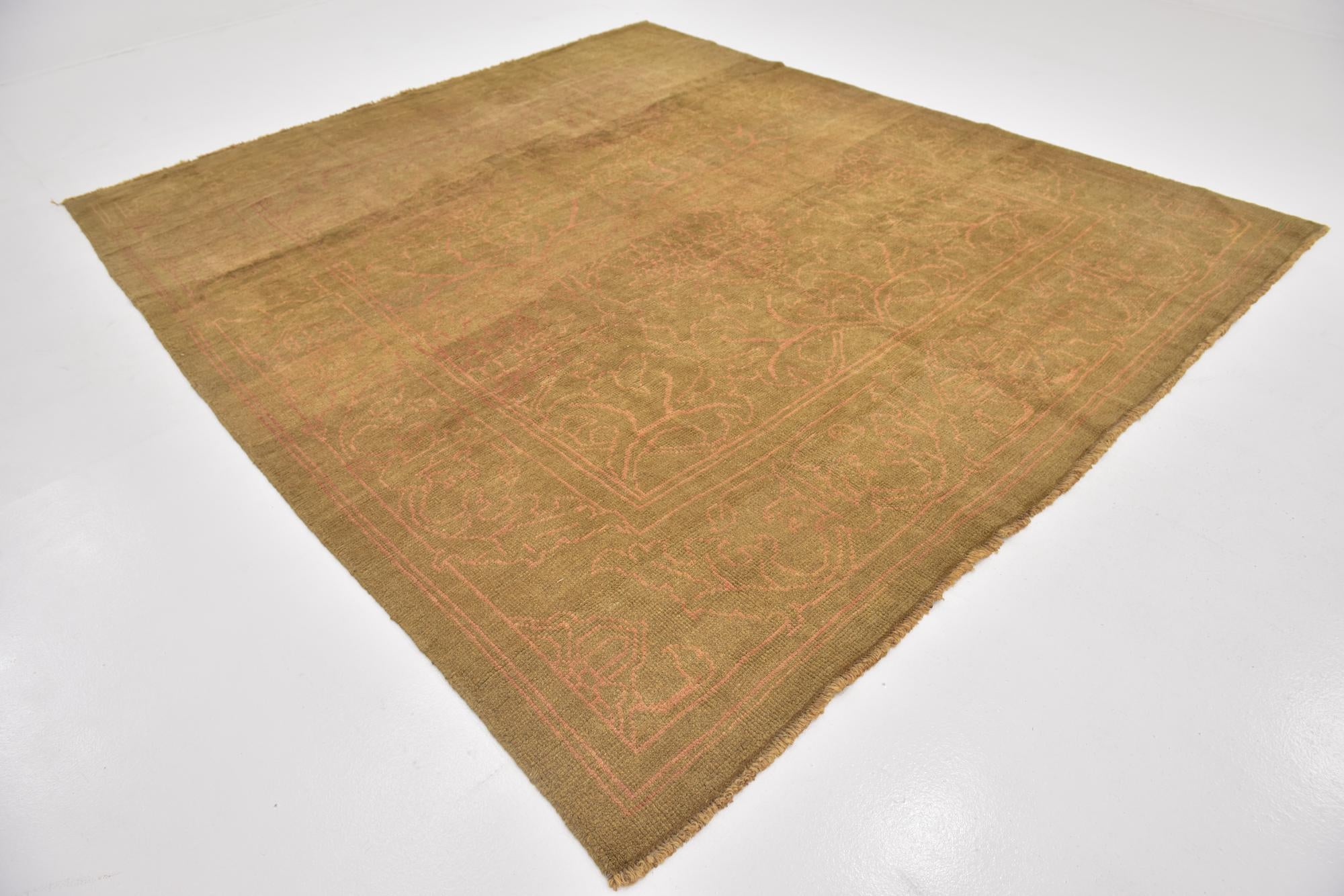 9' 2 x 10' 5 Hand Knotted Oushak Wool Square Rug