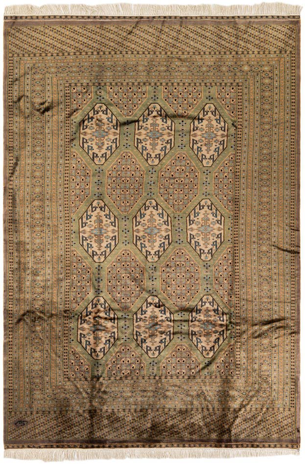 Detail image of 6' 1 x 9' Hand Knotted Bokhara Oriental Wool Rug
