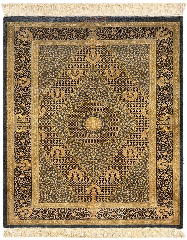 Detail image of 2' 8 x 4' Ghom Silk Rug