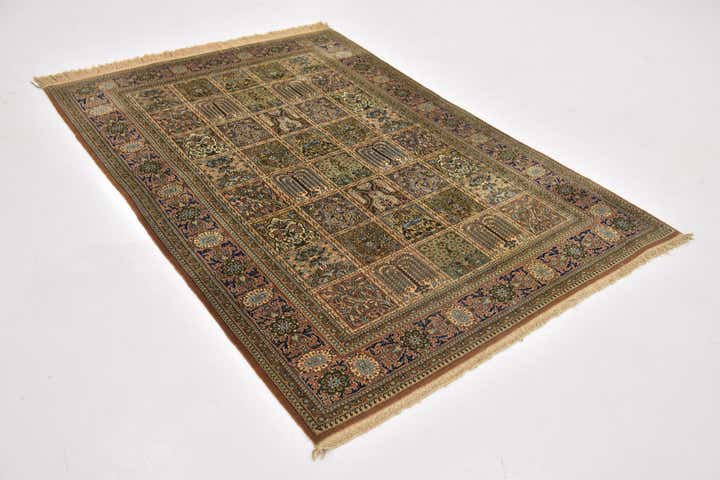 4' 7 x 6' 9 Hand Knotted Kashmir Oriental Wool Rug