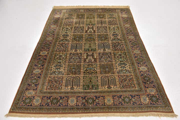 4' 7 x 6' 9 Hand Knotted Kashmir Oriental Wool Rug