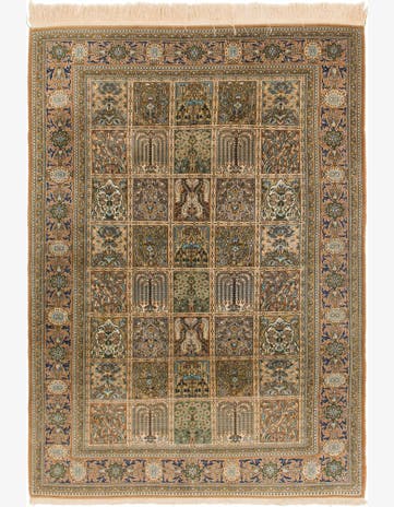4' 7 x 6' 9 Hand Knotted Kashmir Oriental Wool Rug