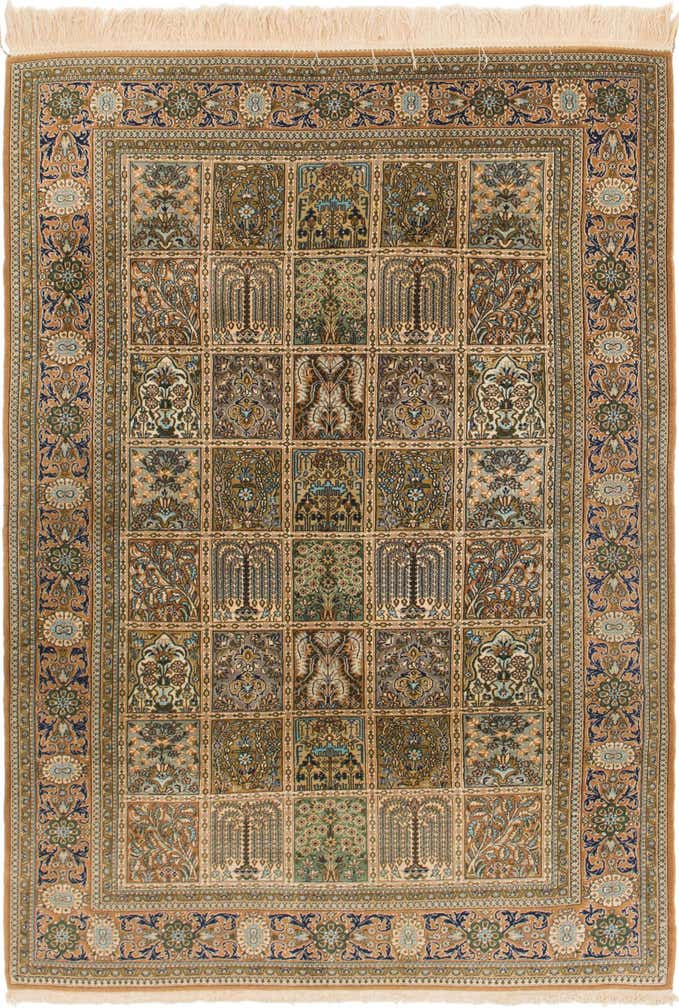 4' 7 x 6' 9 Hand Knotted Kashmir Oriental Wool Rug