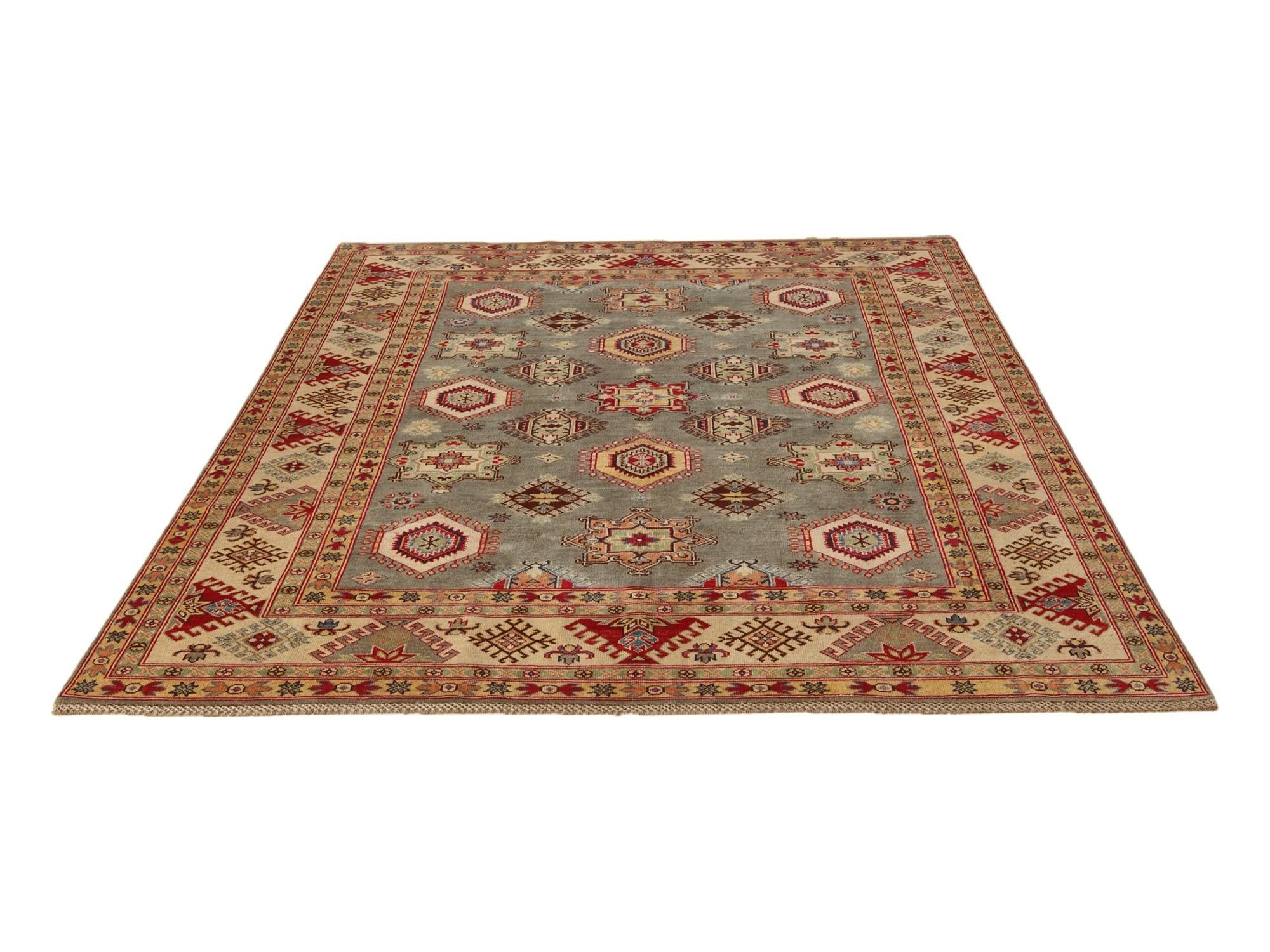 6' 7 x 9' 6 Hand Knotted Kazak Rug