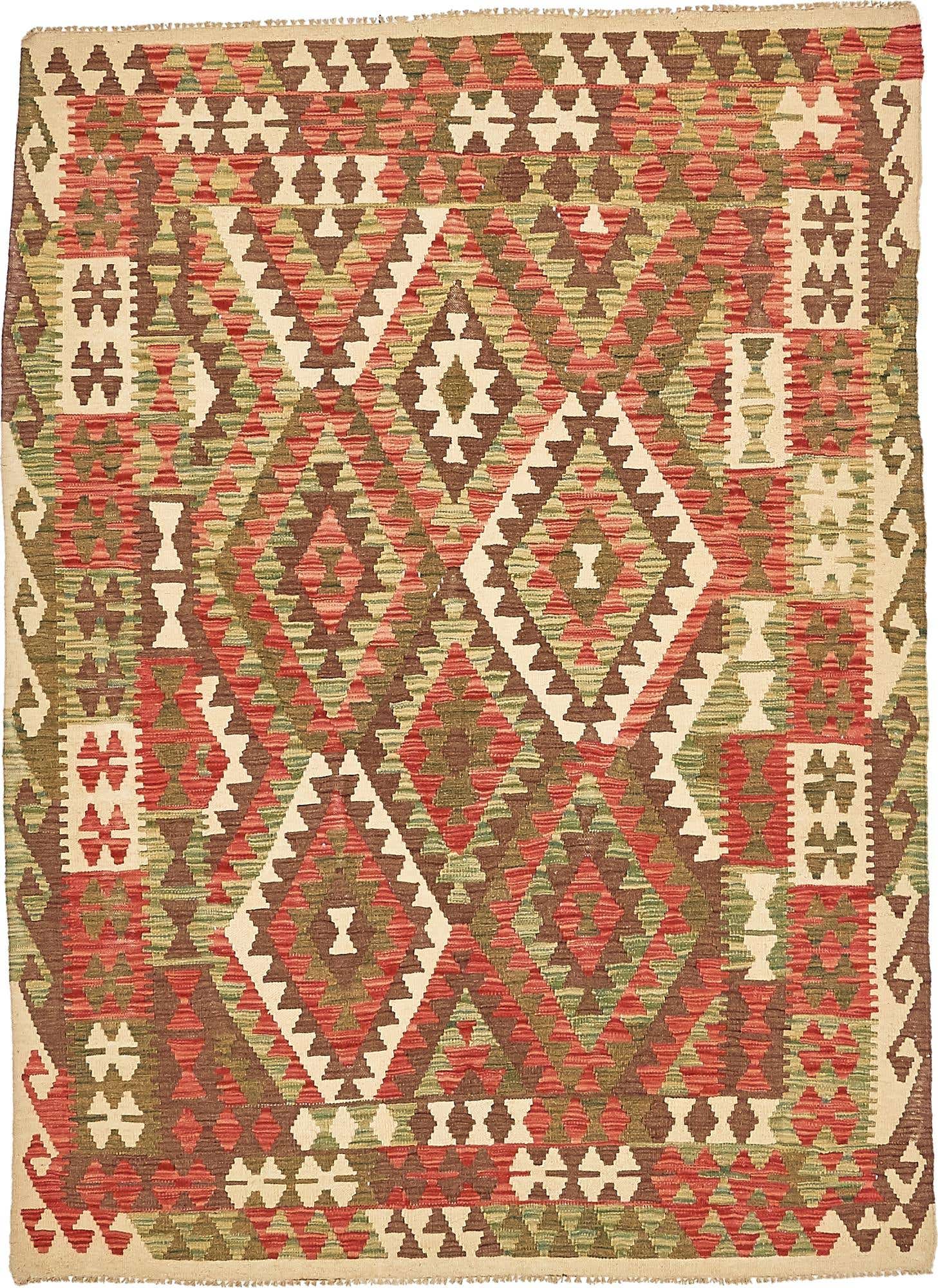 4' 4 x 6' 5 Hand Woven Kilim Maymana Wool Rug