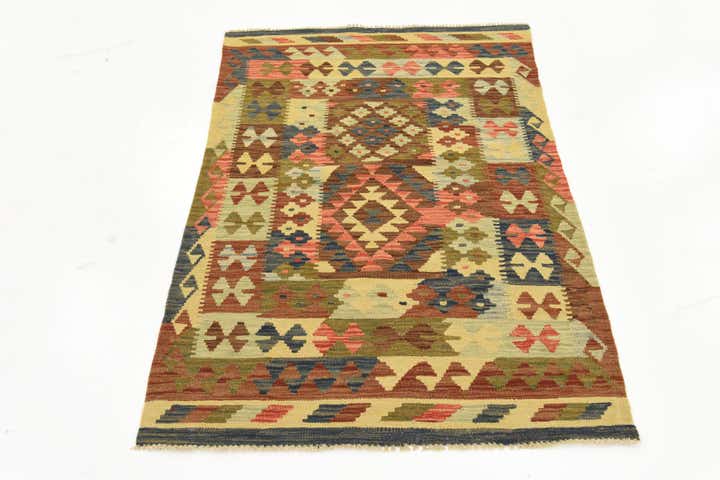 3' 4 x 5' Hand Woven Kilim Maymana Rug