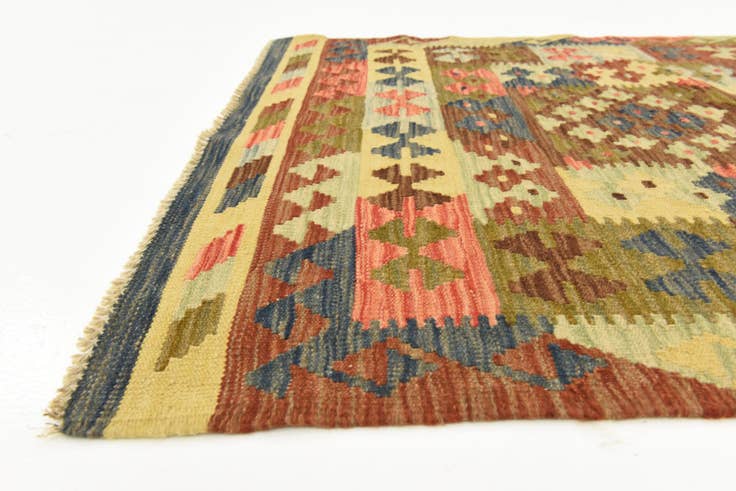 Detail image of 3' 4 x 5' Hand Woven Kilim Maymana Rug