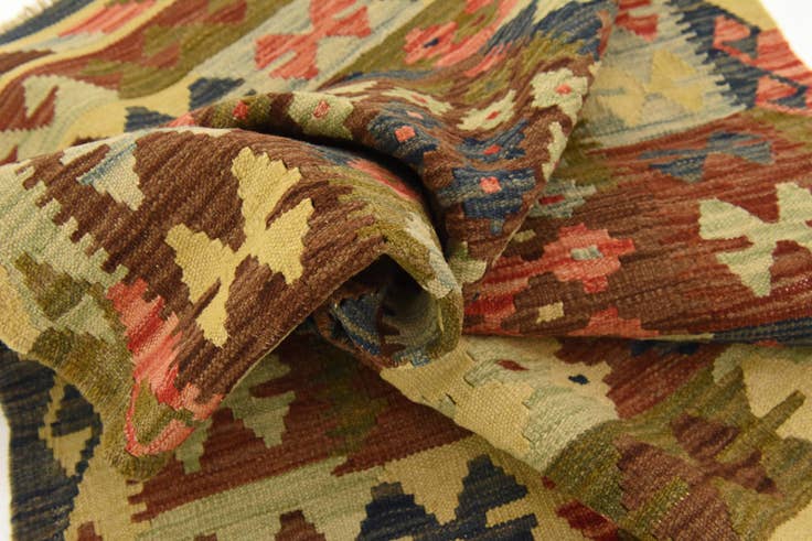 Detail image of 3' 4 x 5' Hand Woven Kilim Maymana Rug
