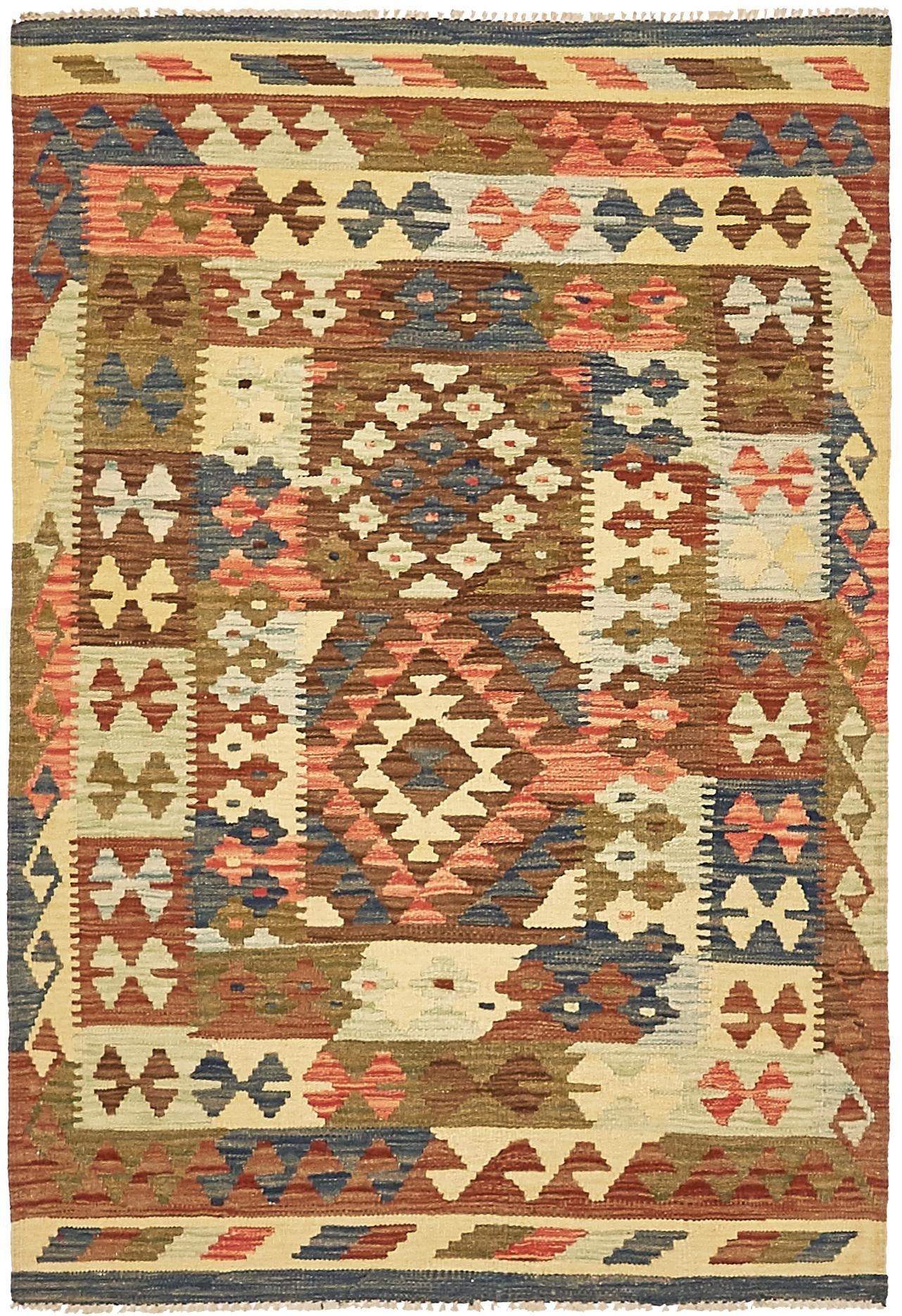 3' 4 x 5' Hand Woven Kilim Maymana Rug