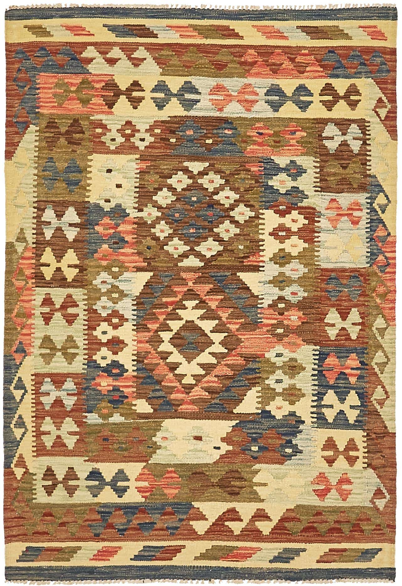 3' 4 x 5' Hand Woven Kilim Maymana Rug