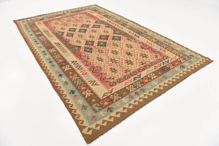 Detail image of 6' 6 x 10' 2 Hand Woven Kilim Maymana Wool Rug