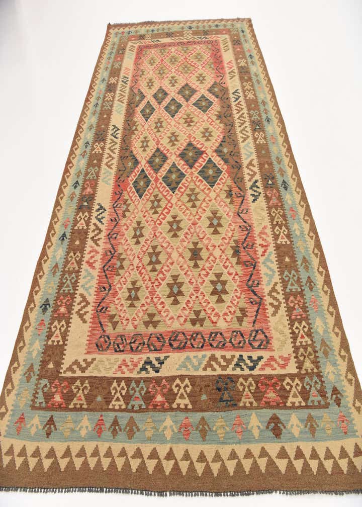 6' 6 x 10' 2 Hand Woven Kilim Maymana Wool Rug