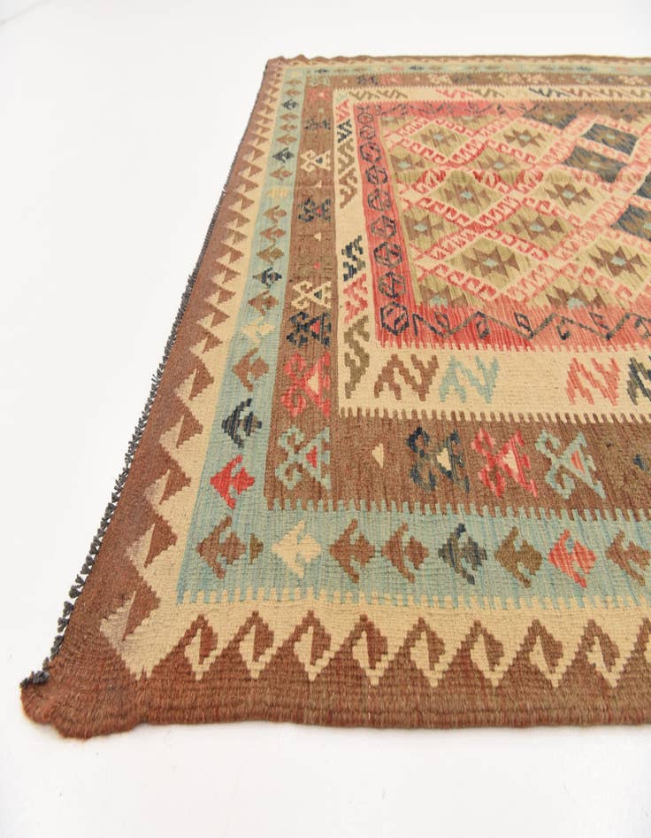 Detail image of 6' 6 x 10' 2 Hand Woven Kilim Maymana Wool Rug