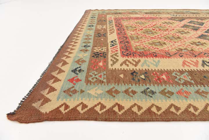 6' 6 x 10' 2 Hand Woven Kilim Maymana Wool Rug