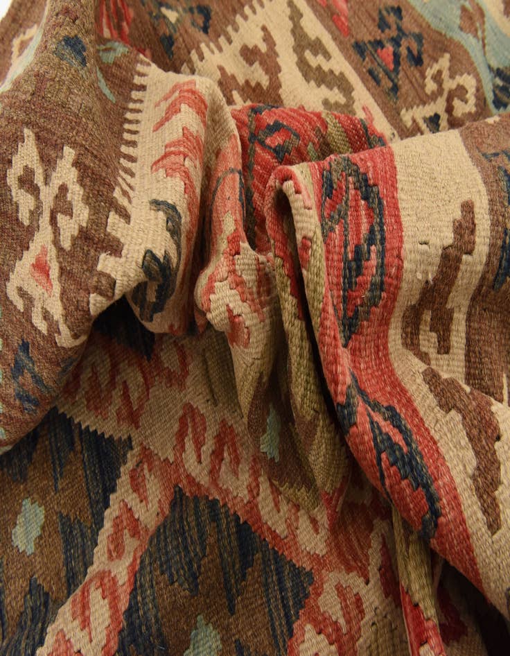 Detail image of 6' 6 x 10' 2 Hand Woven Kilim Maymana Wool Rug