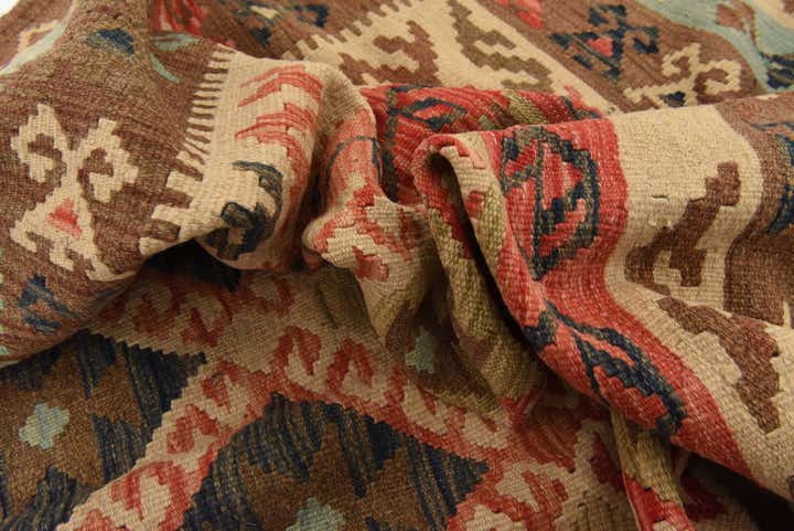 6' 6 x 10' 2 Hand Woven Kilim Maymana Wool Rug