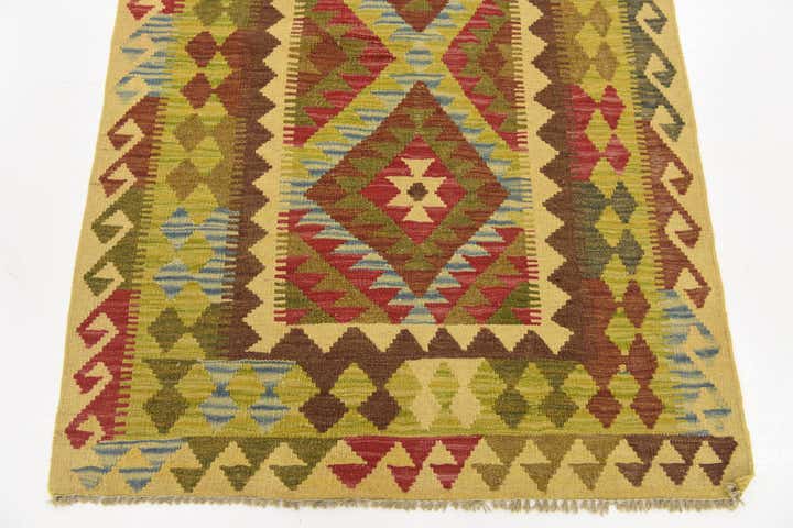 3' 4 x 5' Hand Woven Kilim Maymana Wool Rug