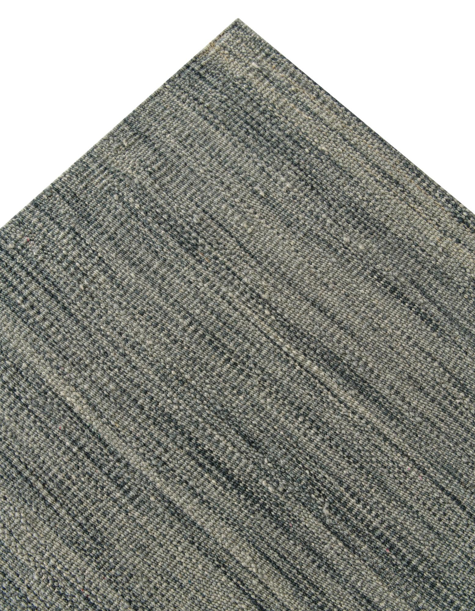6' 9 x 9' 4 Hand Woven Kilim Modern Wool Rug