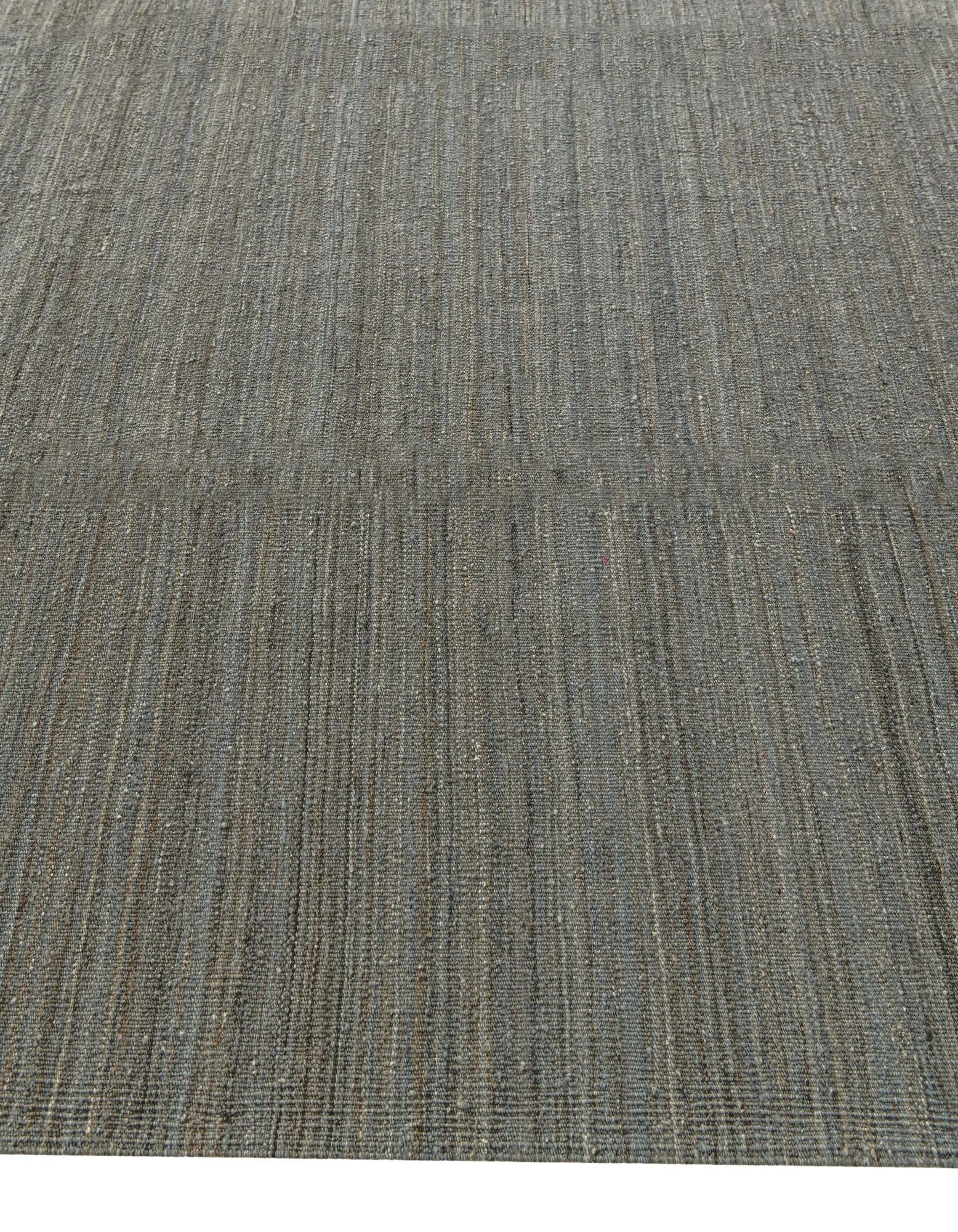 6' 9 x 9' 5 Hand Woven Kilim Modern Wool Rug