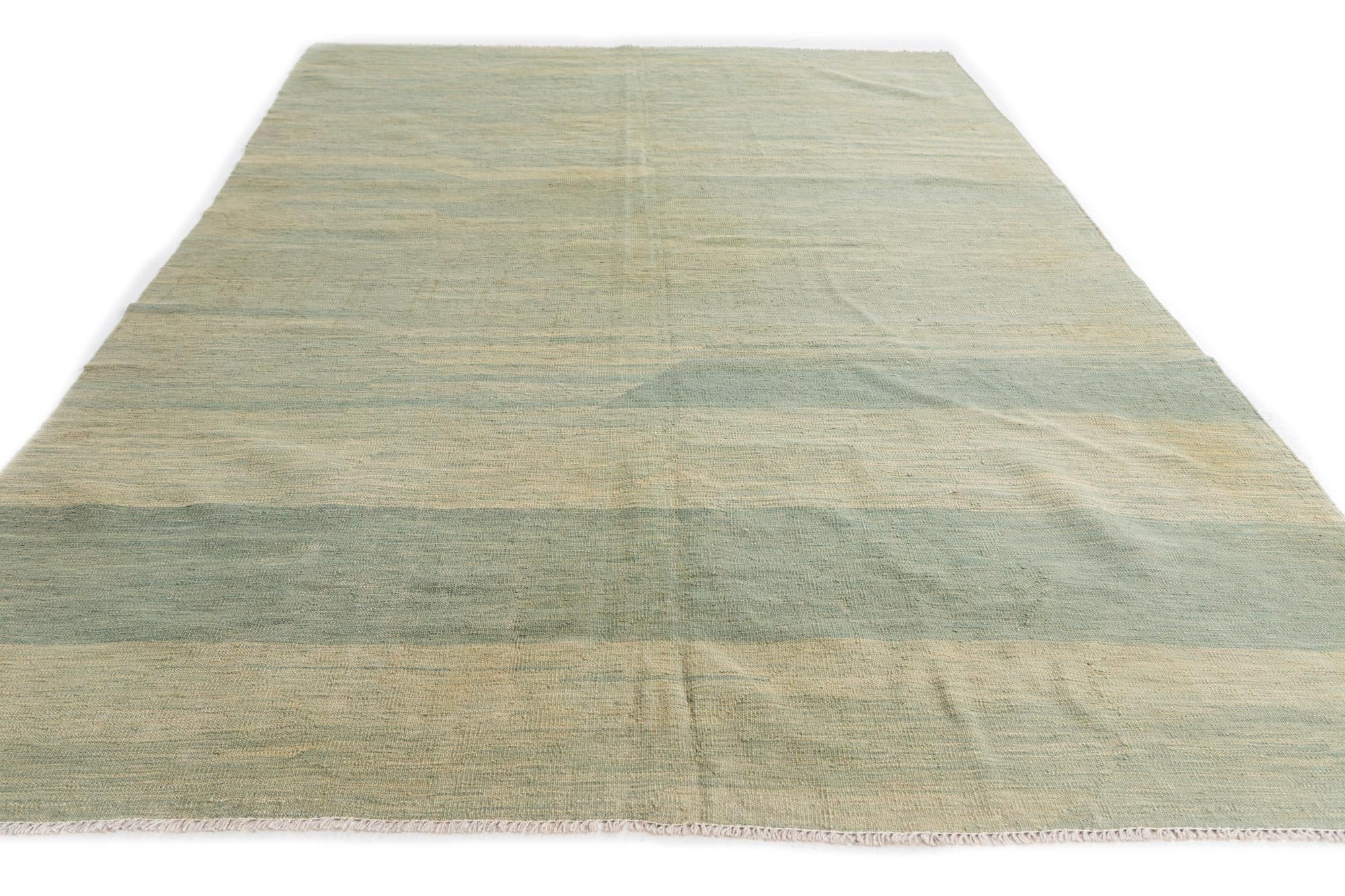 6' 4 x 9' 9 Hand Woven Kilim Modern Wool Rug