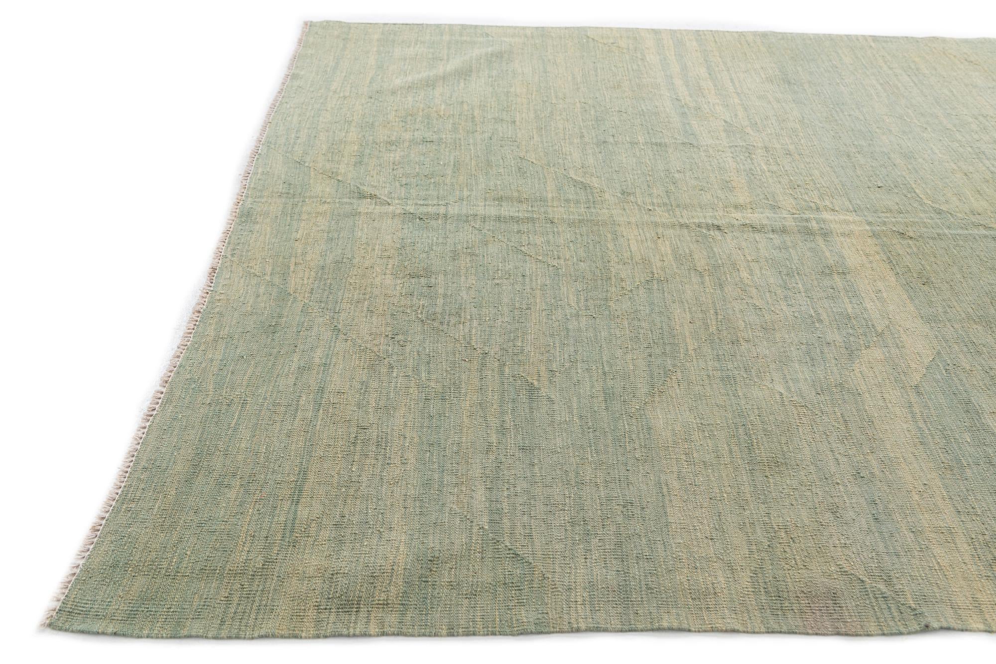 6' 4 x 9' 9 Hand Woven Kilim Modern Wool Rug
