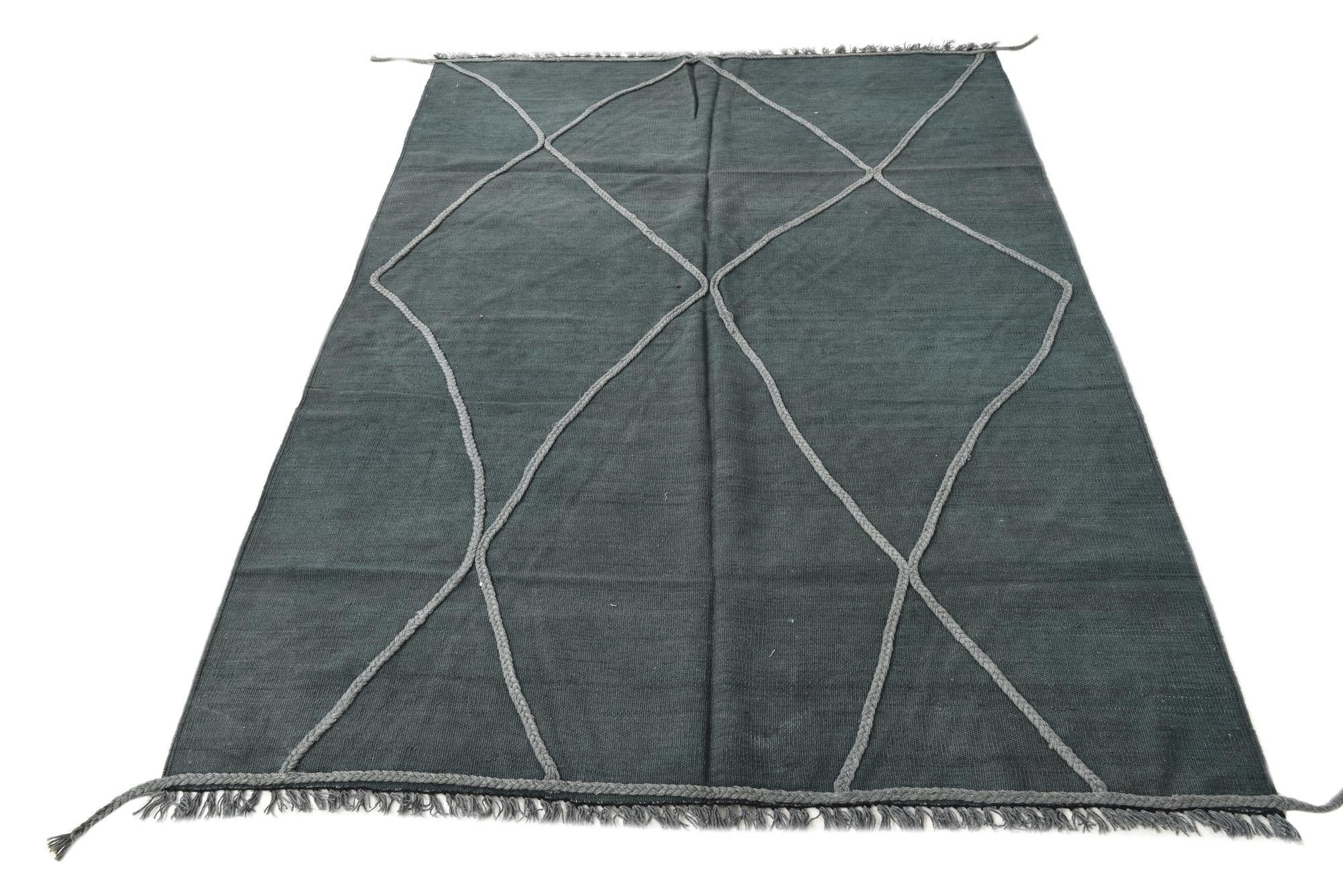 4' 9 x 6' 10 Hand Woven Kilim Modern Wool Rug