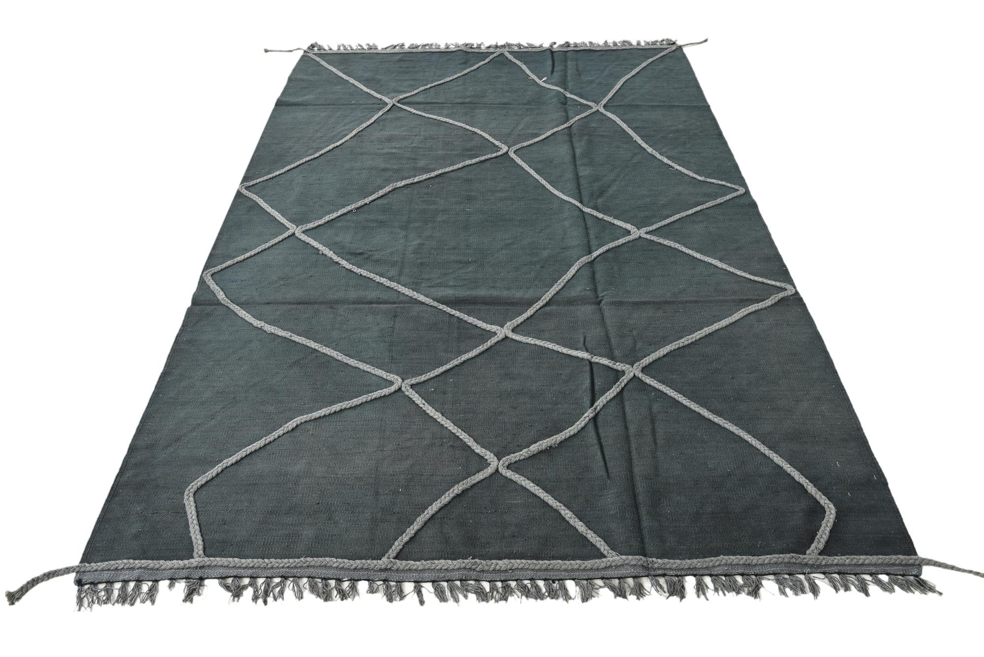 5' 5 x 8' 2 Hand Woven Kilim Modern Wool Rug