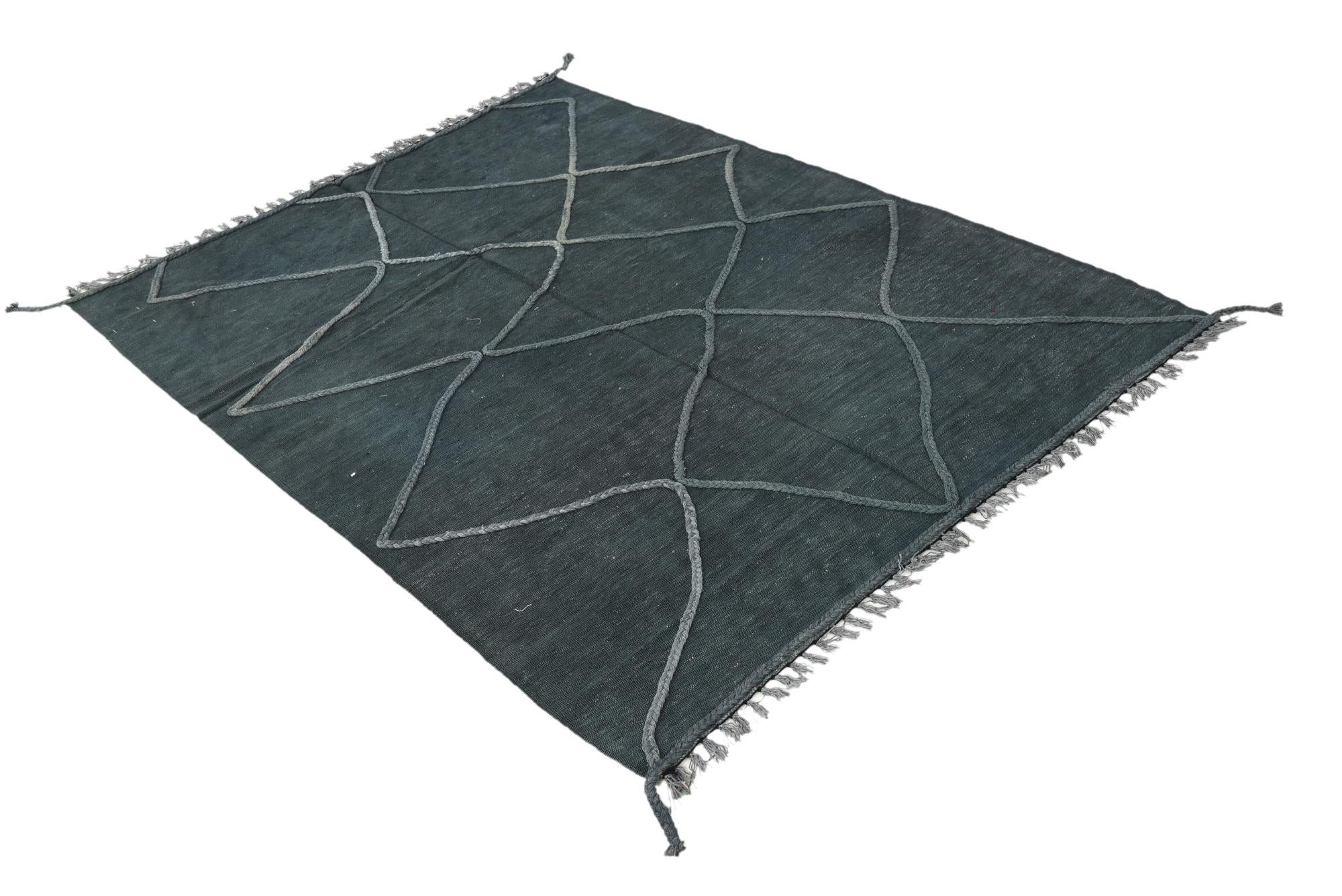 4' 1 x 6' 4 Hand Woven Kilim Modern Wool Rug
