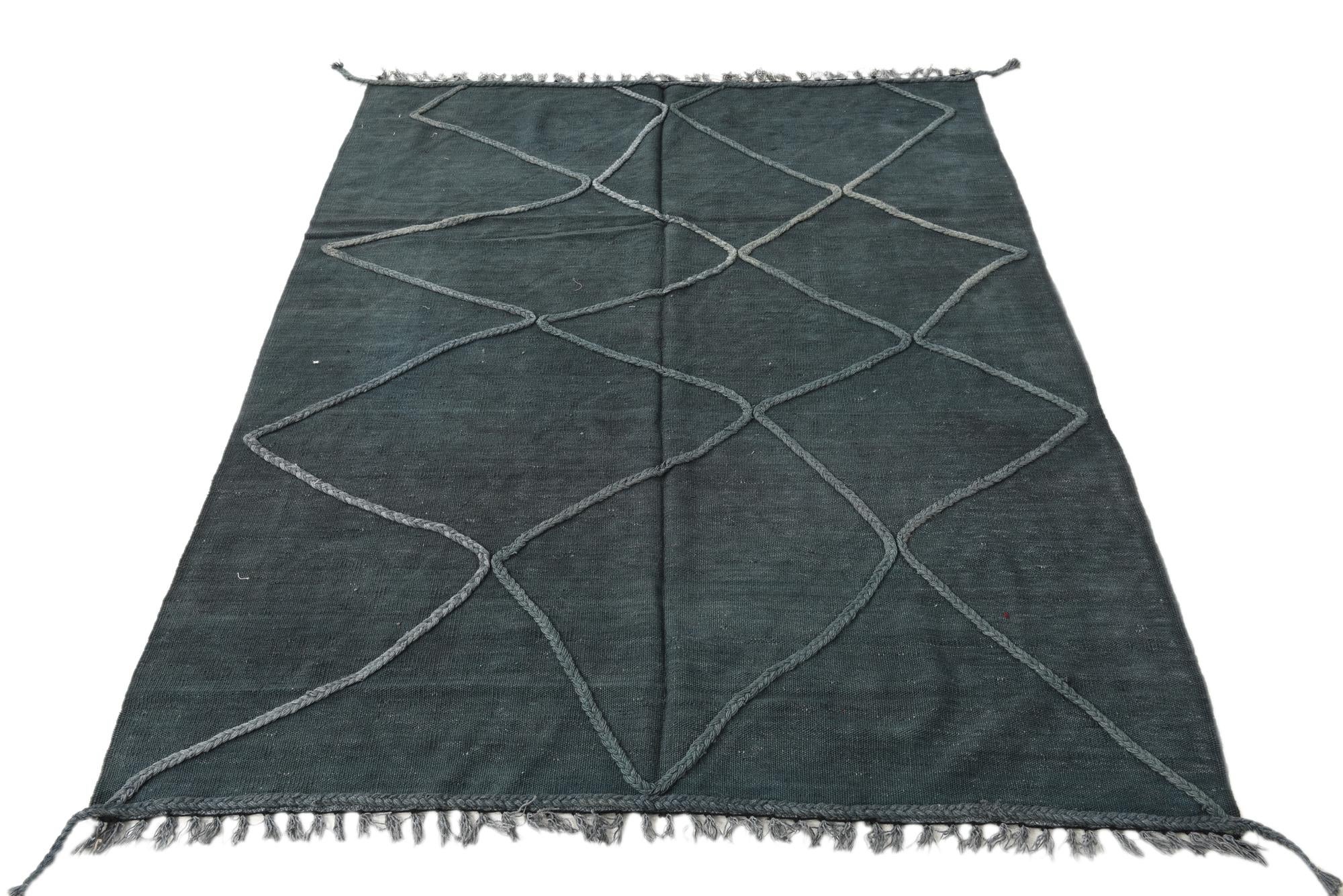 4' 1 x 6' 4 Hand Woven Kilim Modern Wool Rug