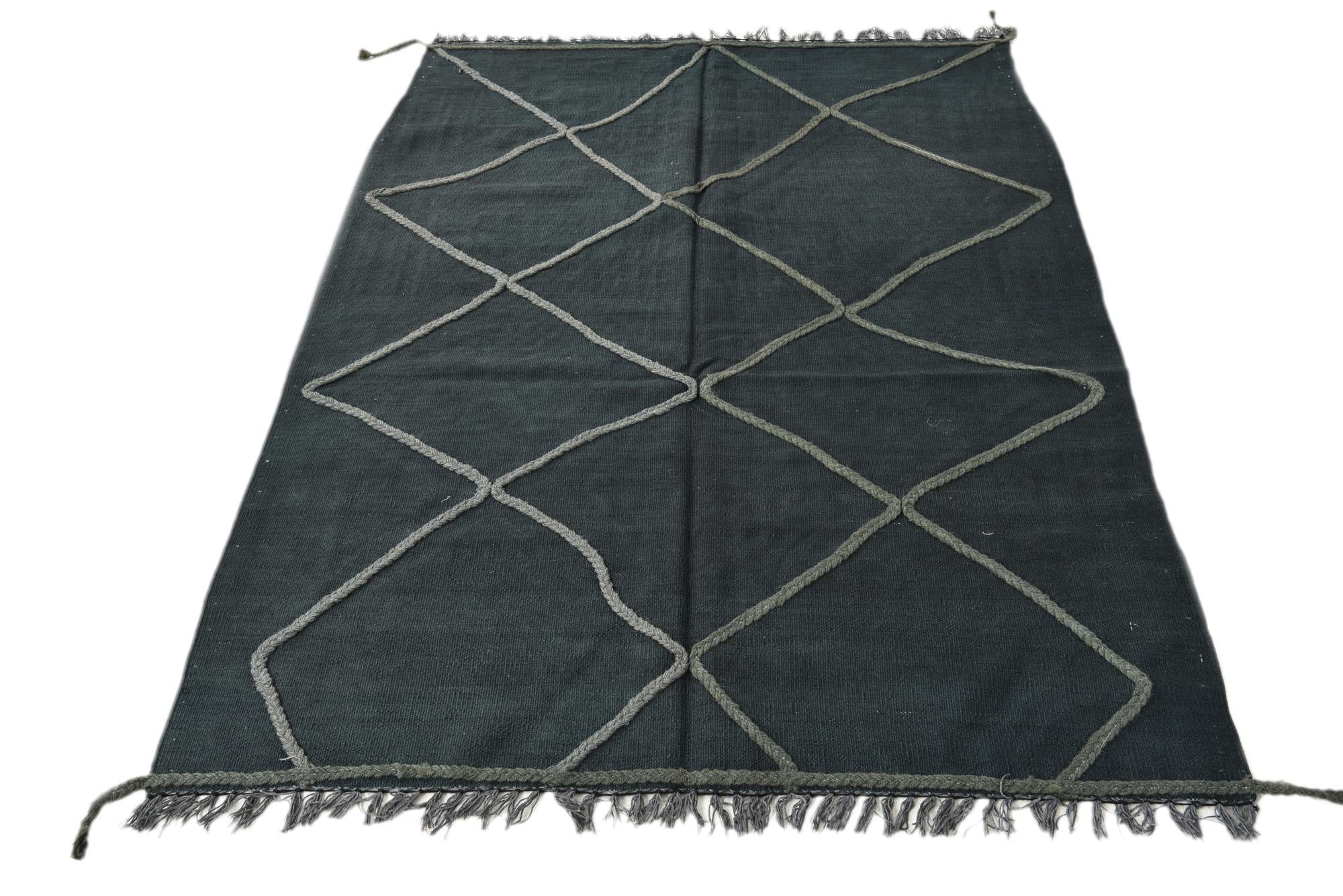 4' 5 x 6' Hand Woven Kilim Modern Wool Rug