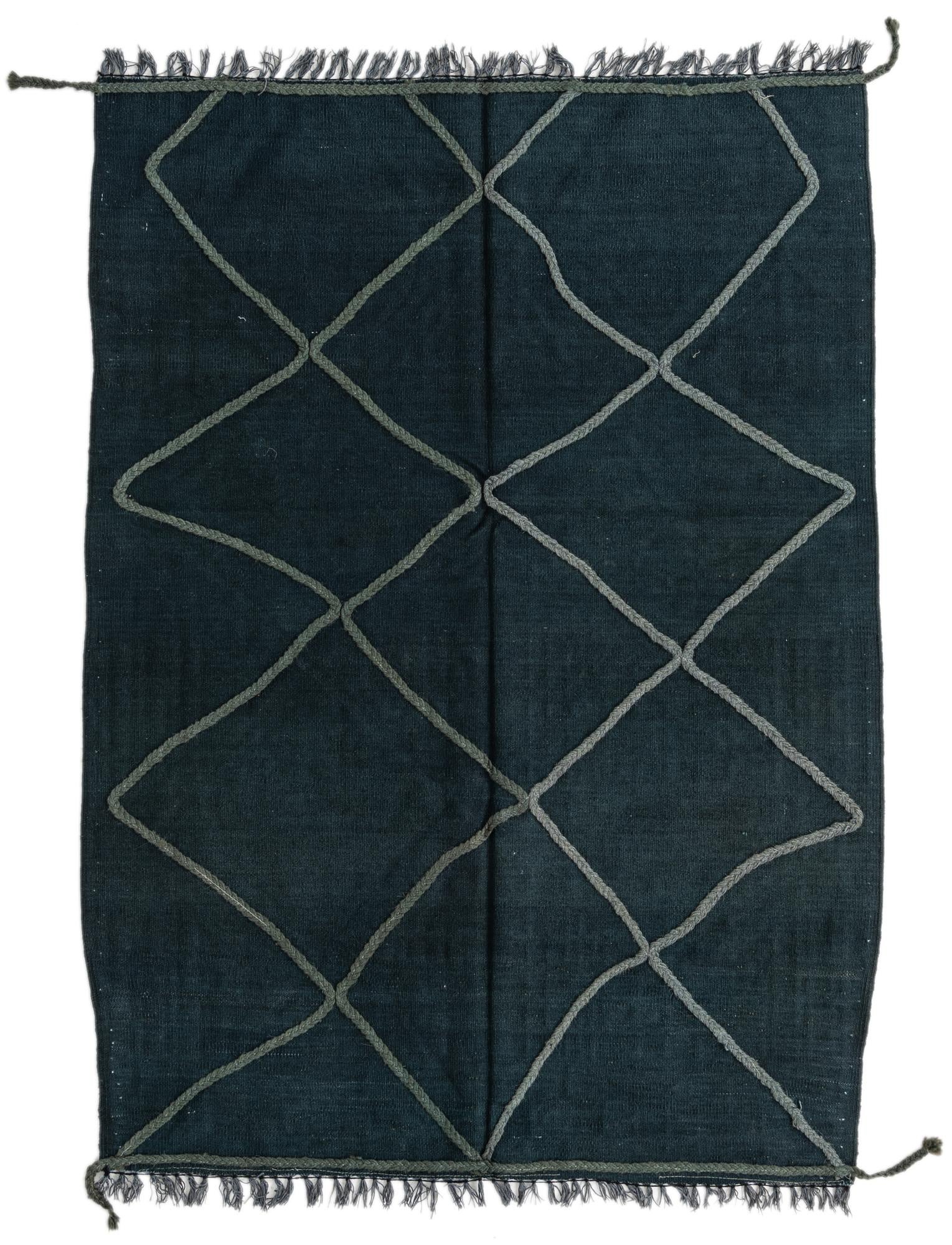 4' 5 x 6' Hand Woven Kilim Modern Wool Rug