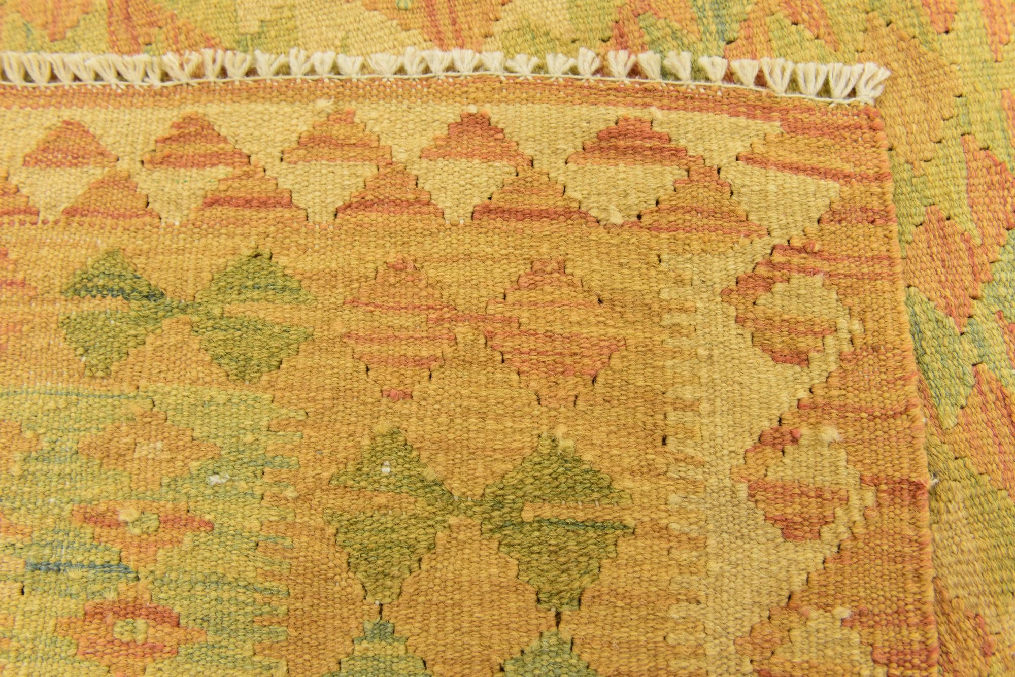 3' 4 x 5' 2 Hand Woven Kilim Waziri Wool Rug
