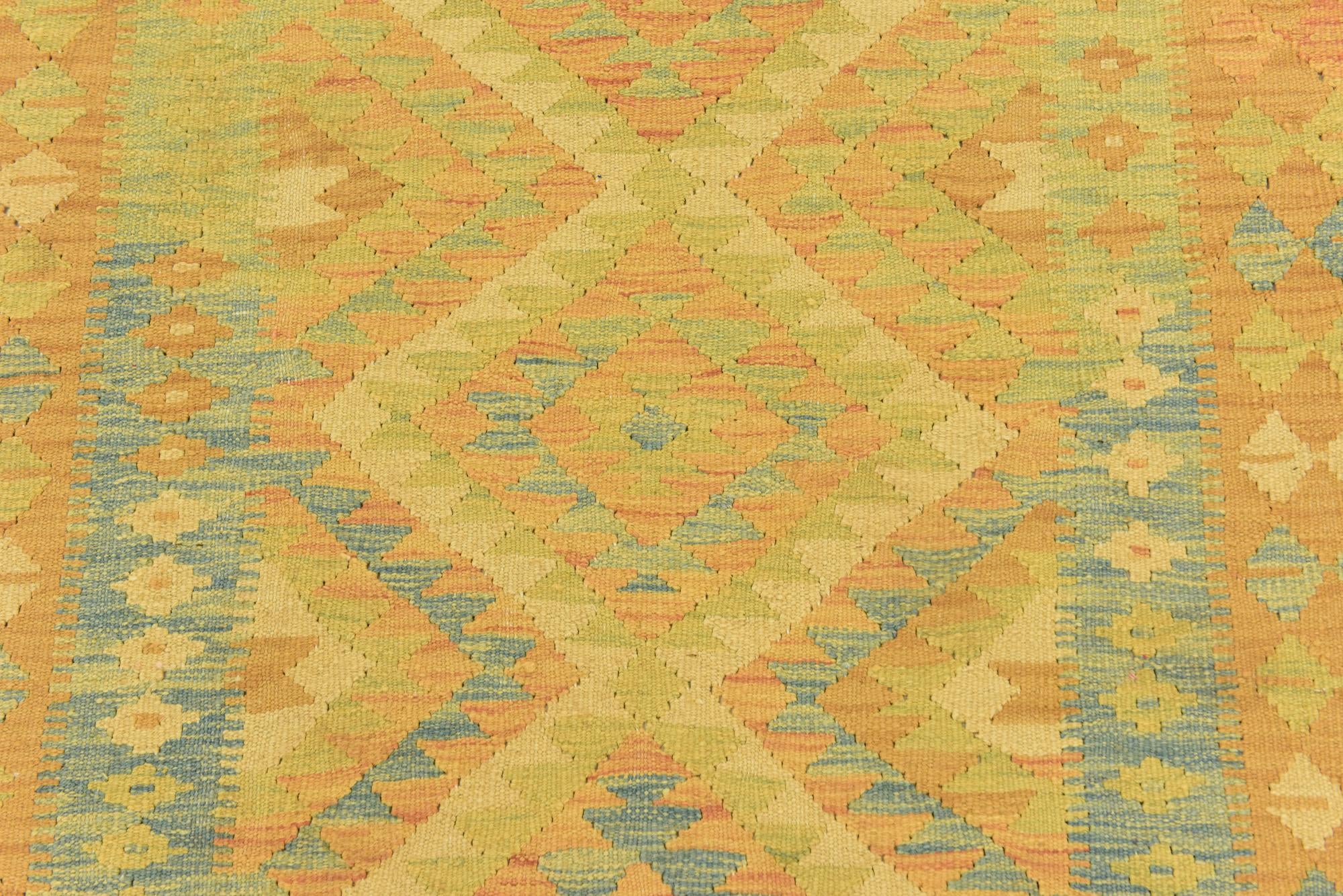 3' 4 x 5' 2 Hand Woven Kilim Waziri Wool Rug